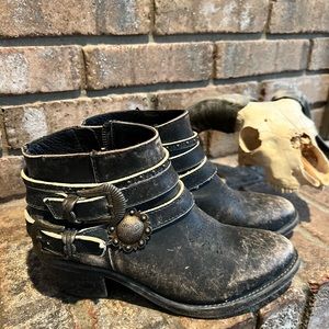 Distressed Circle G by CORRAL Cowhide Bootie’s w/straps, buckles & studs